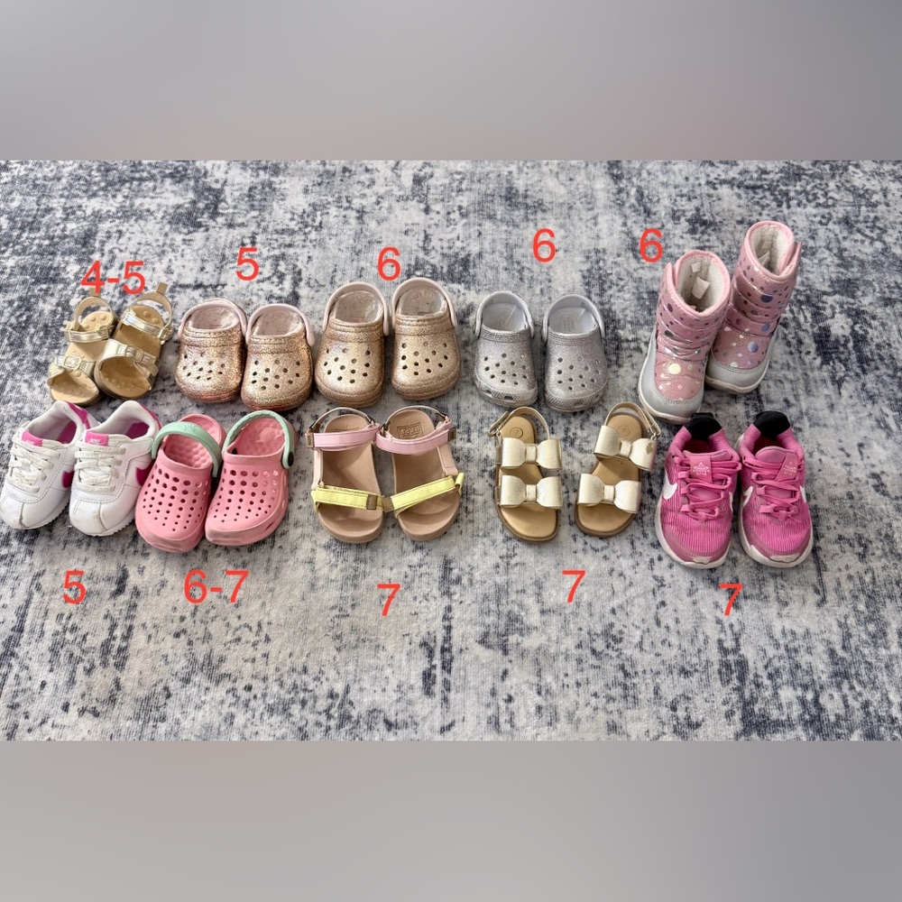 Lot of Pink and Gold Toddler Girl Shoes Size 5-7